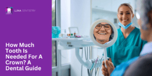 Senior woman looking at her smile in a mirror